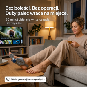 HalluFlex – Palec powinien powrócić do swojej normalnej pozycji.